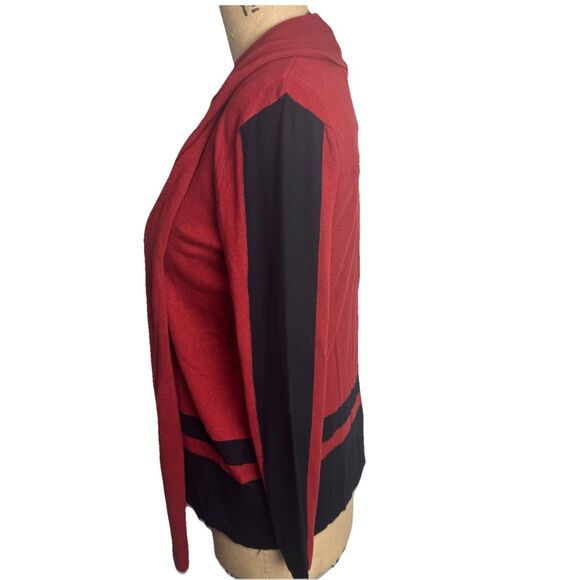 August Silk Open Knit Cardigan Sweater Black & Ginger w/ Attached Scarf Tie Sz M - Picture 3 of 8